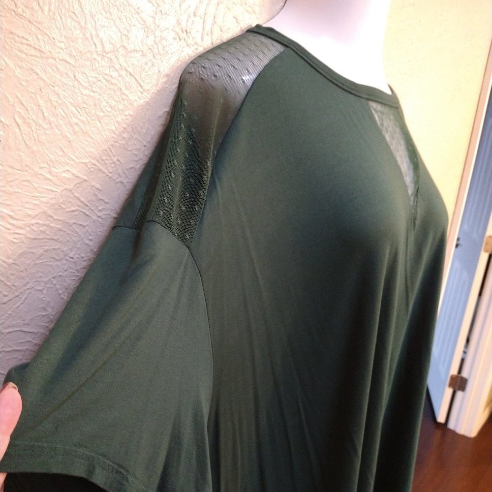Forest Green Blouse with Lace Cut Outs - Picture 3 of 6